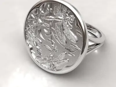 Summer dragonfly ring 3D print model