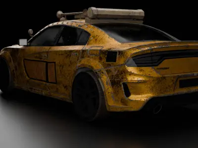 Post Apocalyptic Modified Mustang  High-Detail 3D Model Low-poly 3D model