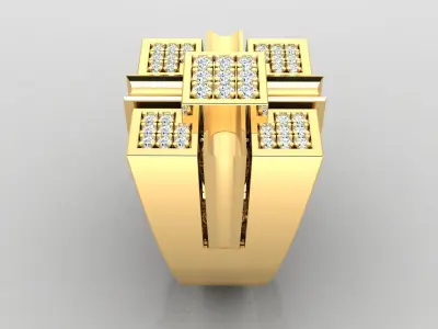 Ring M35 Mens luxury ring with gem 3D print model