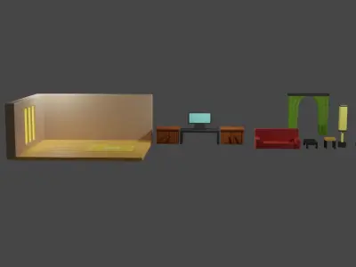 isometric salon Low-poly 3D model