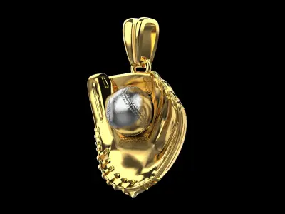 Baseball Glove and Ball Pendant N132 3D print model