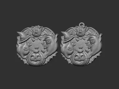 halloween bat ghost pumpkin funny model 3D print model