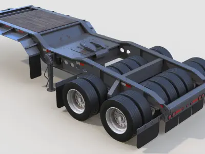 16 Wheel Oilfield Jeep Trailer Low-poly 3D model