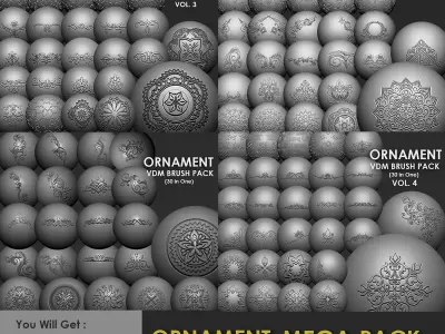 BUNDLE ORNAMENT MEGA PACK 4 IN ONE - 120 BRUSHES 3D model