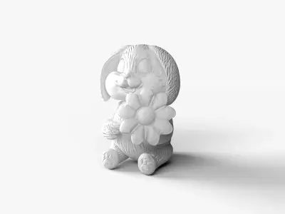 Bunny with flower Low-poly 3D model