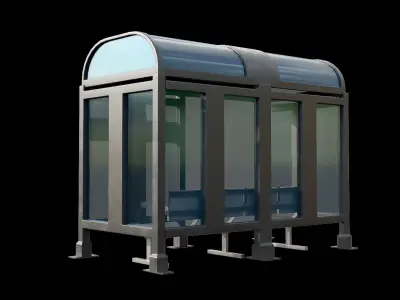 Game Ready Bus Stop 1 Low-poly 3D model
