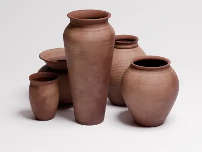 Terracotta Pots 01 Low-poly 3D model