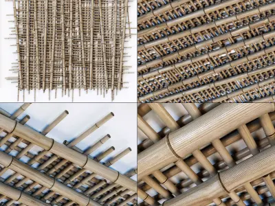 Bamboo ceiling long cage 3D model