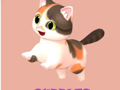 Cartoon Moggie Low-poly 3D model
