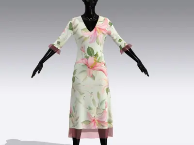 Female Cloth Dress Low-poly 3D model