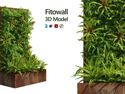 Decoration greenwall fitowall with plant box Low-poly 3D model