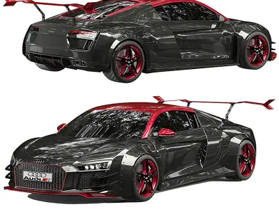 AUDI R8 Low-poly 3D model by GANIBOEV-KHASANBEK from CGTrader (Low-poly)