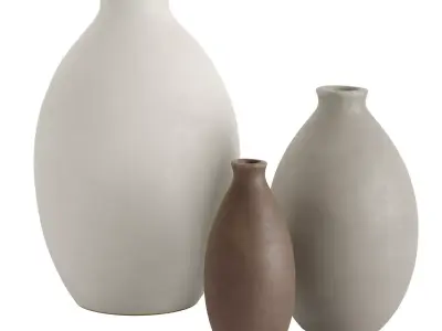 Matte Teardrop Vase Set Of 3 3D model