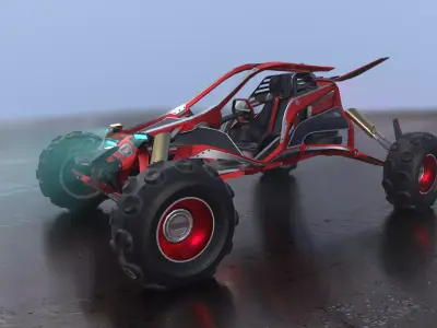 Sci-fi Buggy Car Low-poly 3D model