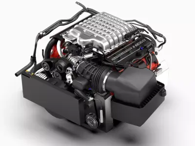 Dodge Hellcat Supercharged Hemi V8 Engine Low-poly 3D model