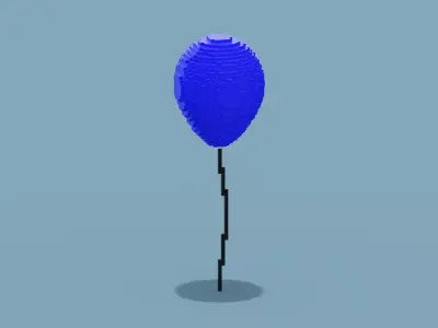 Voxel Blue Balloon Low-poly 3D model