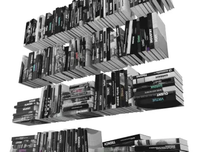 Books 150 pieces 3-6-3 Low-poly 3D model