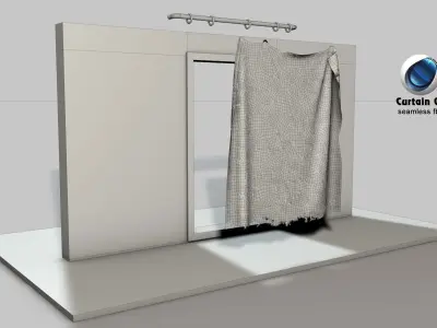 Seamless old curtain animations Low-poly 3D model