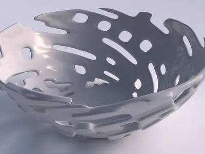 Bowl wide with smooth cuts and bulges   3D print model