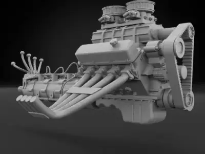 Big Block V8 Drag Motor 3D print model
