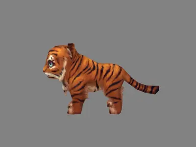 Cartoon little tiger - B Low-poly 3D model