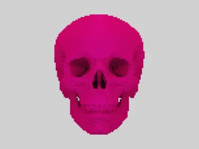 Pink Voxel Skull Low-poly 3D model