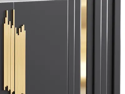 Luxury Sideboard Black Rectangular 3D model