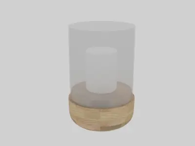 Candle holder made of wood and glass Free 3D model