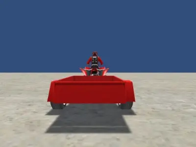 LowPolyQuadBikeWithTrailerandRider-2 person riding atv with t... Low-poly 3D model