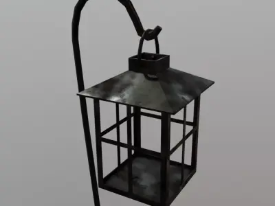 Lantern on pole Free low-poly 3D model