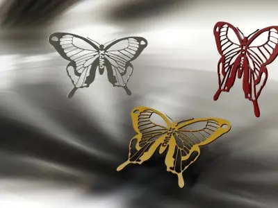 butterfly on plant Free 3D model