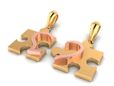 Pendant P14 The luxury Double pendant puzzle heart 3D print model