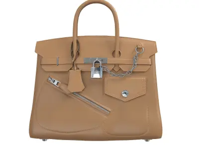 Hermes Birkin Rock Bag Beige Low-poly 3D model