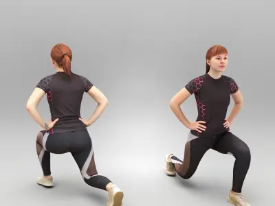 Pretty woman doing stretching 342 Low-poly 3D model