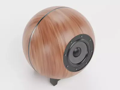 Round Audio Speaker V1 - Universal Wooden Sound Unit Low-poly 3D model