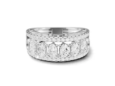 Oval Diamond Engagement Band With Greek Key Pattern 3D print model