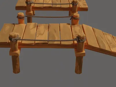 Toon Wooden Bridge Full Pack Low-poly 3D model