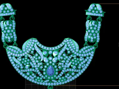 INDIAN LUXURY BRIDAL GOLD NECKLACE SET 3D PRINTABLE MODEL 3D print model