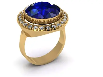 Vintage Style Oval Blue SAPPHIRE RING 3D PRINTABLE MODEL 3D print model