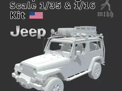 Jeep Wrangler Scale 1-35 And 1-16 Model Kit 3D print model