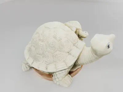 Turtle scuplture with baby Low-poly 3D model