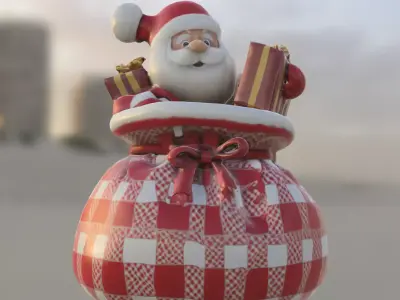 Bag Pack Santa Claus  Holiday Sack Decoration Low-poly 3D model