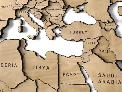 Wooden panel - world map 3D model