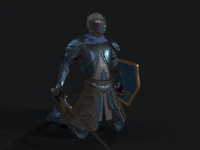 KnightShield Low-poly 3D model