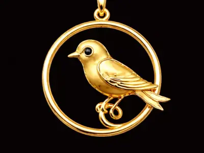Pendant Bird Pendant Gold Pendant Minimalist USA UK 3D print model