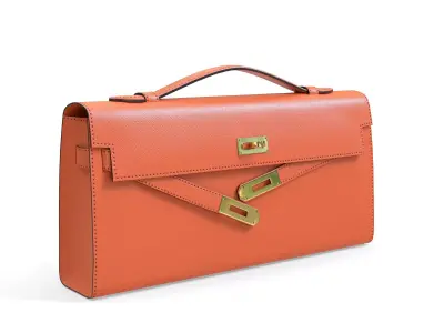 Hermes Kelly Cut Clutch Orange Leather Low-poly 3D model