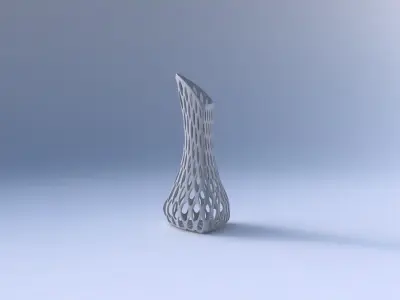 Vase puffy tappered triangle with bubble grid lattice 3D print model