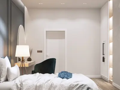 Neoclssical bedroom interior with corona 3D model