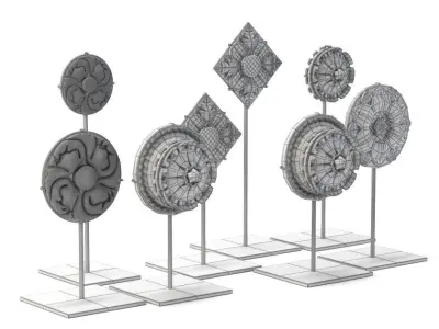 Architectural Plaster Fragments on Stand 3D model