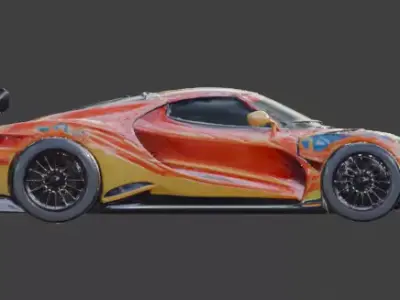 Orange Red Sporty Race Car 3D Model Low-poly 3D model
